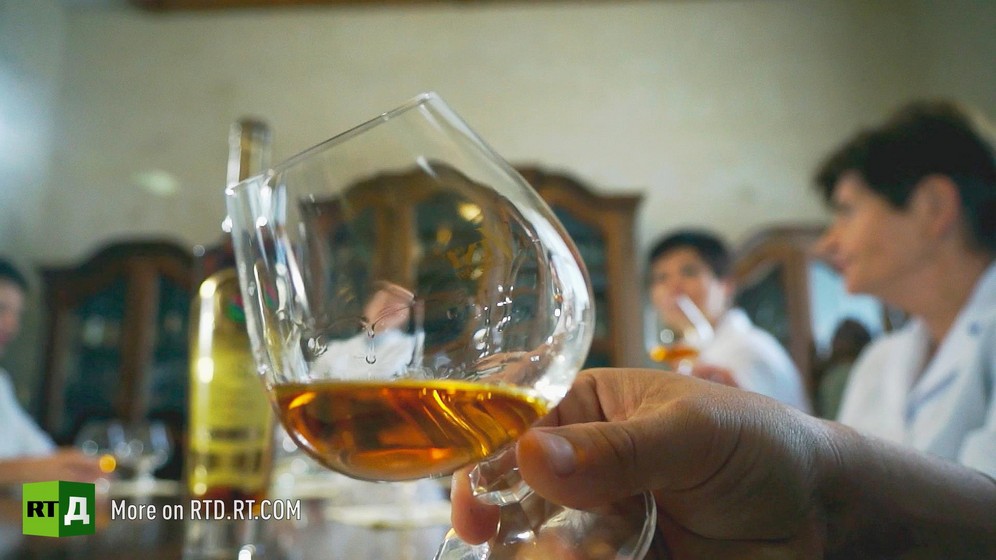 A glass of ‘divin’, the Transnistrian brandy. Still taken from RTD documentary Seeking Recognition: Transnistria. 