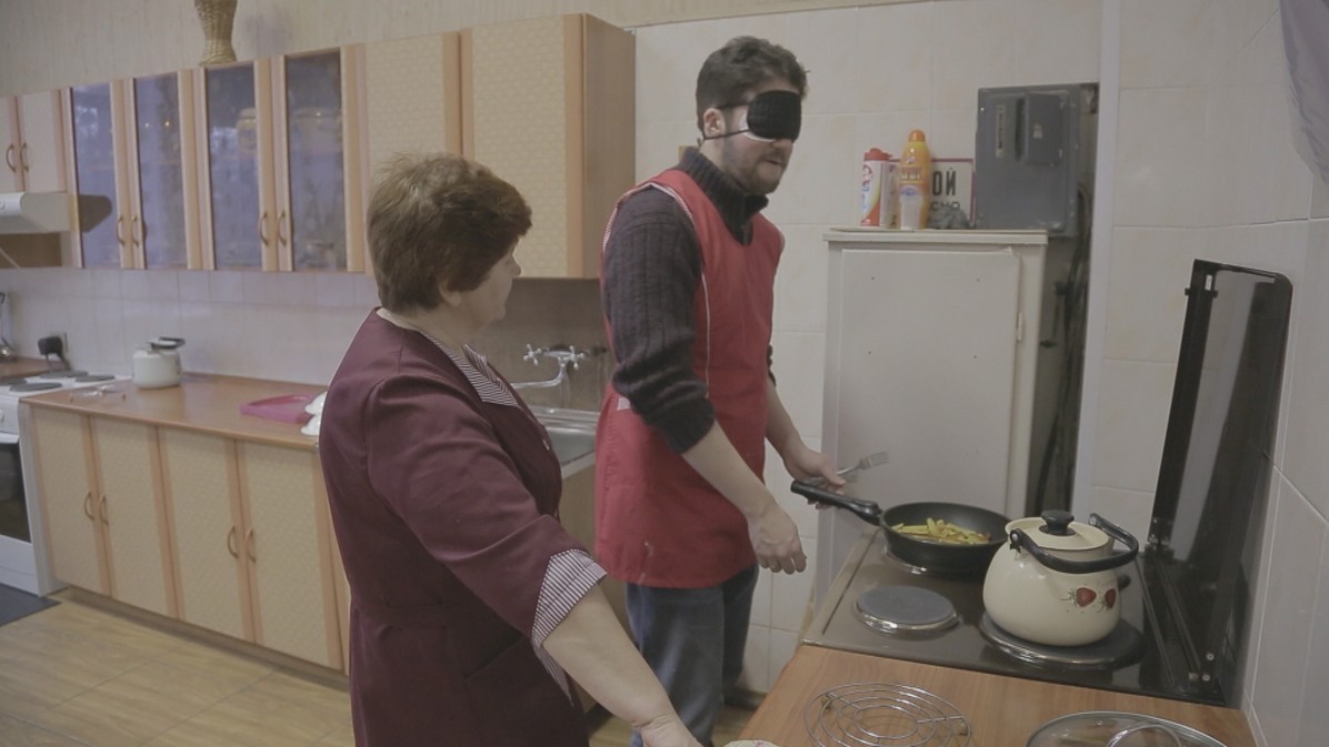 James cooks without sight for the first time in his life. For the visually impaired, the kitchen can be a scary and dangerous place.