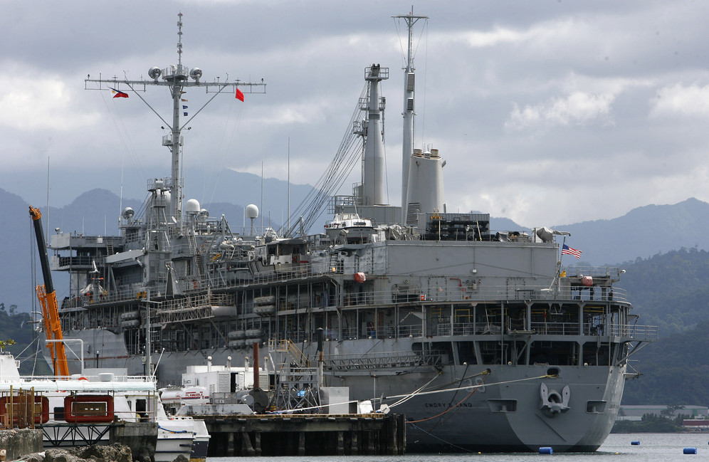 US submarine support ship docked in Manila