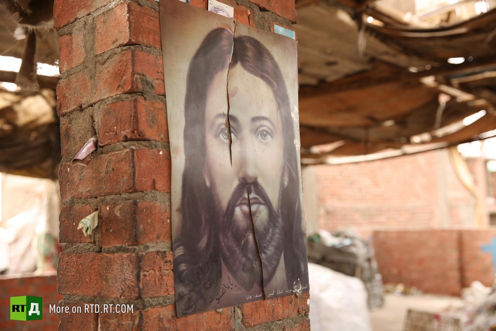 Picture of Jesus-Christ in the Coptic neighbourhood of Garbage City, home to Cairo's legendary rubbish collectors