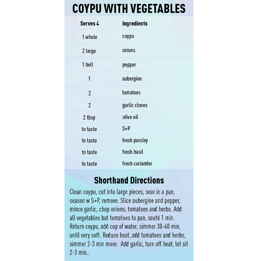 Coypu with vegetables recipe