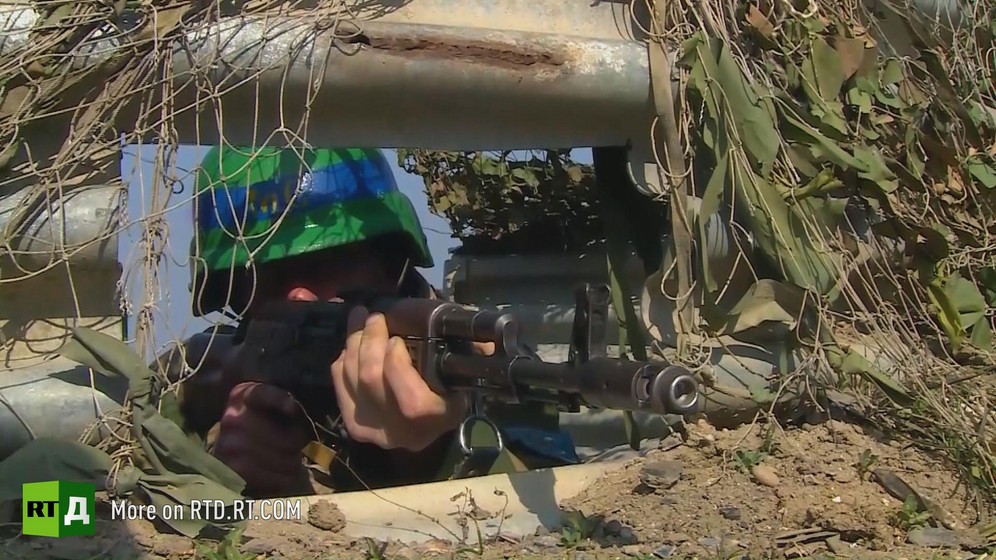 Peacekeeper in Transnistria aiming weapon. Still taken from RTD documentary Seeking Recognition: Transnistria.