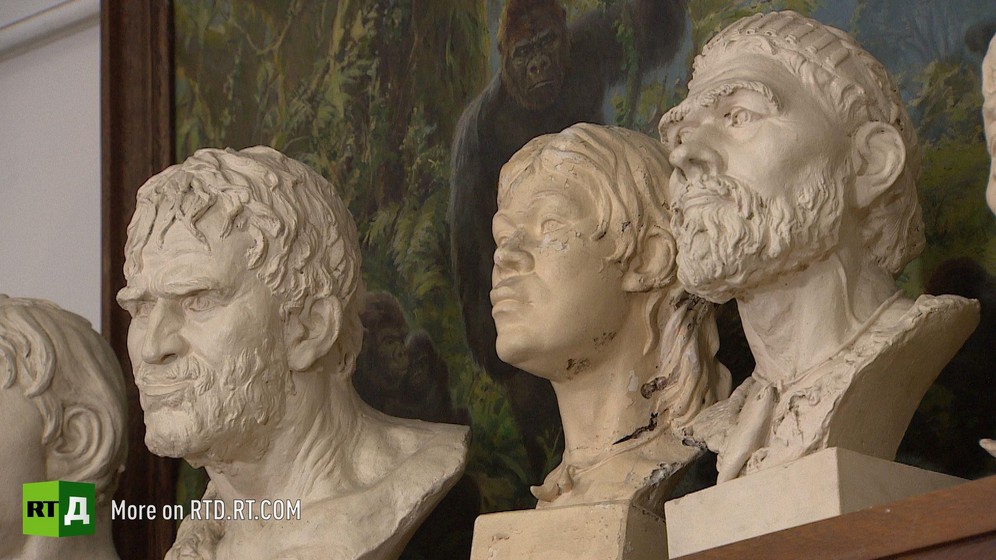 Busts of prehistoric humans, Moscow State University anthropology department.