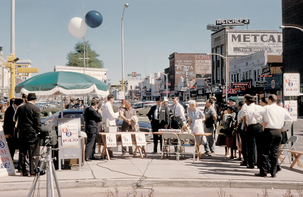 People in Columbus, Georgia awaiting polio vaccination during the earlier days of the National Polio Immunization Program