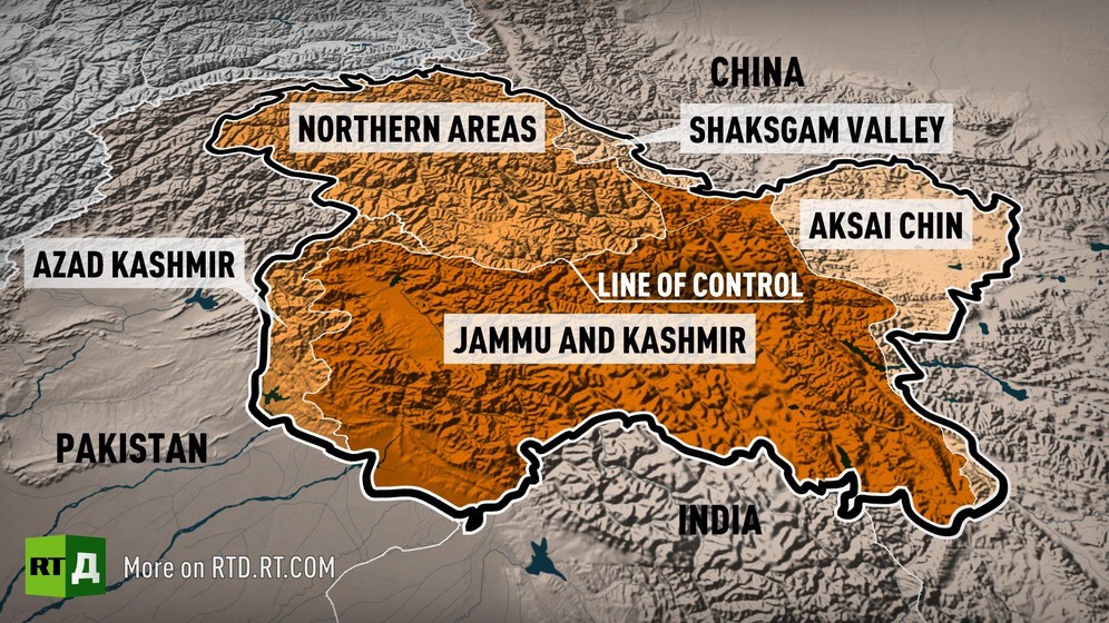 Map of Kashmir disputed between India and Pakistan