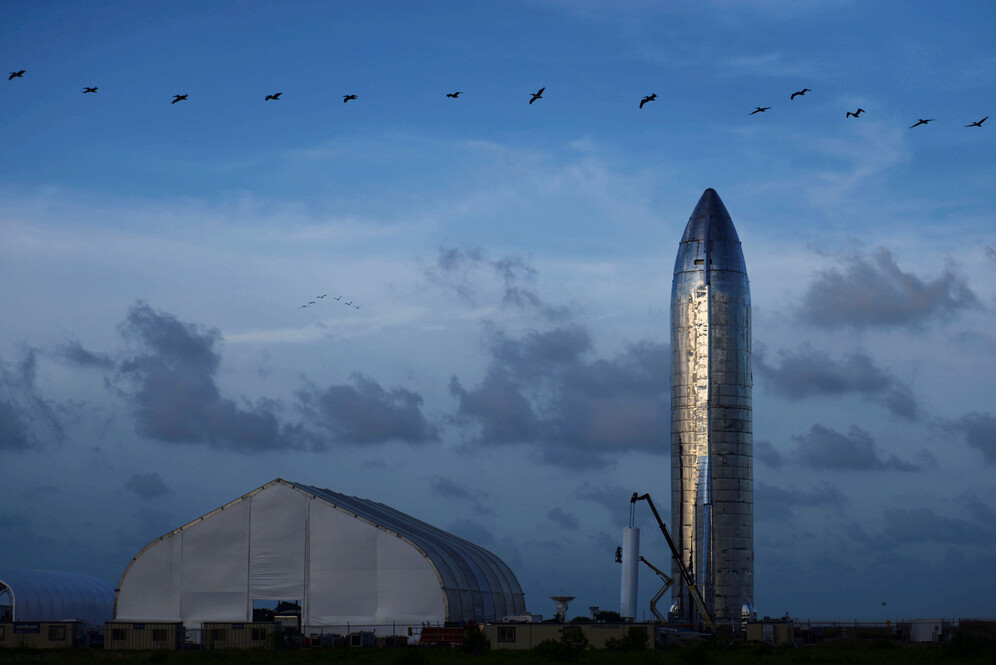 A prototype of SpaceX's Starship spacecraft in Boca Chica, Texas US