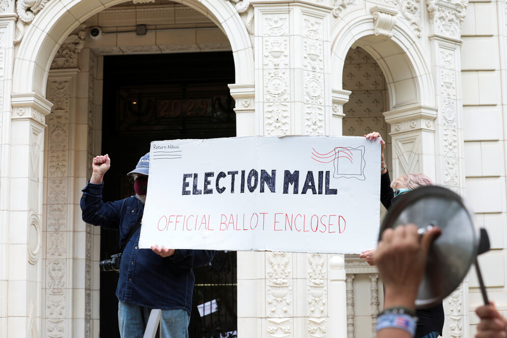 mail-in ballot demonstration