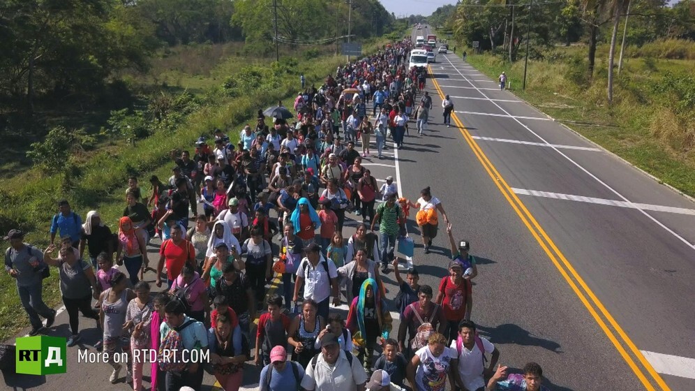 Migrants caravan marching from Mexico to the US