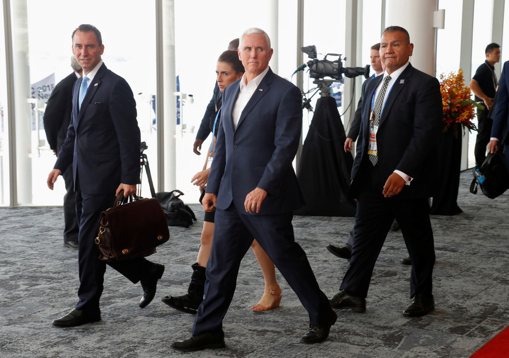 US Vice President Pence walks with group at APEC Summit in Papua New Guinea